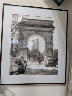 Photographic print of the Washington Square Park Arch, World Trade Center Towers